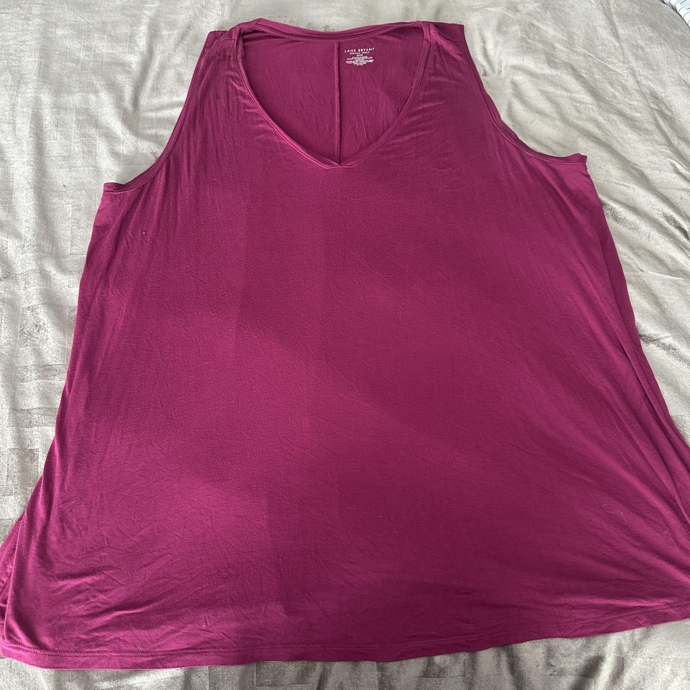 Lane Bryant‎ Swing Tank Top Womens 26/28 Pink V Neck Stretch Jersey Plus Basic